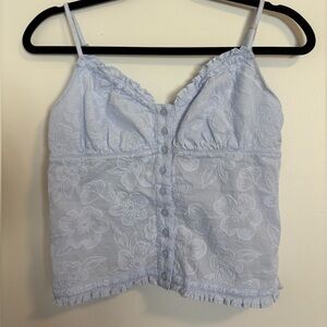 Aerie Light Blue Floral Embroidered Camisole & Shorts